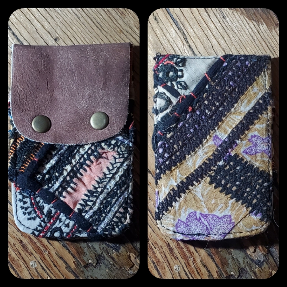 🪬🍄 Free People Boho Embroidered Repurposed vtg banjara hippie Wallet card case
